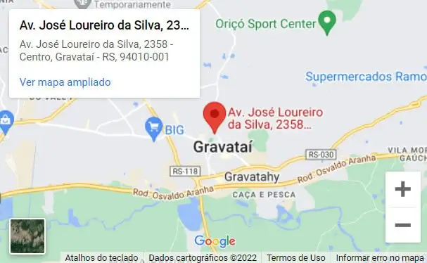 Mapa Google Vertec Gravataí-RS